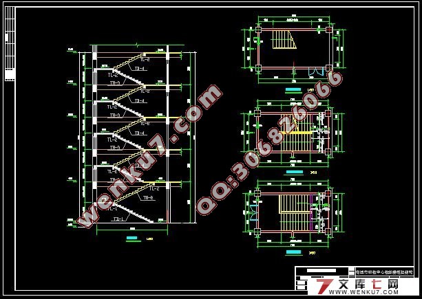 五层框架结构中学教学楼设计(CAD建筑图,结构图)☆