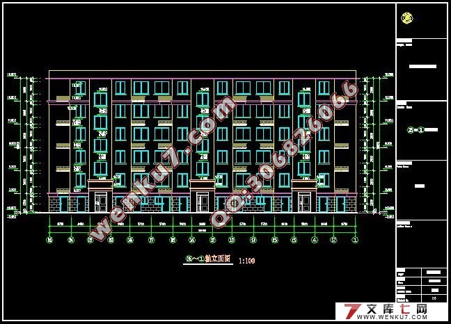 蓝水湾多层住宅楼设计(含CAD建筑图,结构图,总平面图,PKPM)