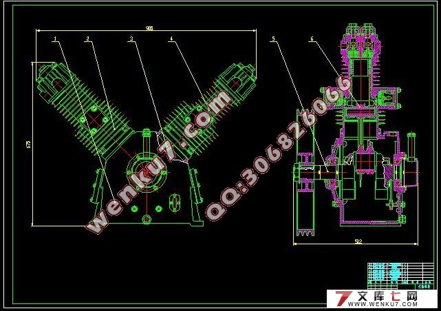 VF-0.8/50空气压缩机整体、曲轴箱部件、曲轴部件设计