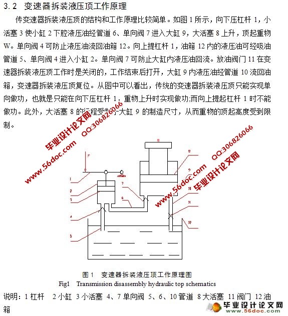 汽车变速器拆装液压顶设计