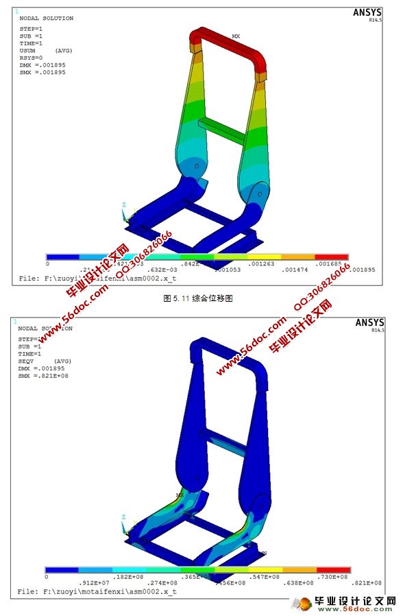 汽车座椅轻量化和舒适性的研究与有限元分析(含ProE三维图)