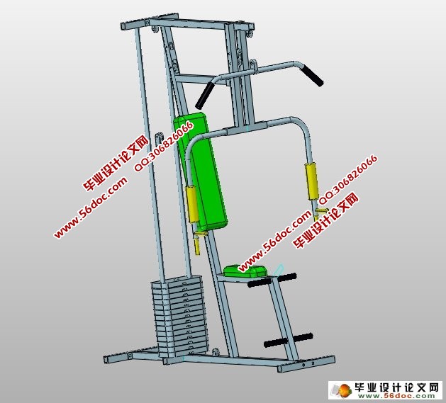 单人多功能健身器材产品3D设计(含CAD图,ProE三维图)