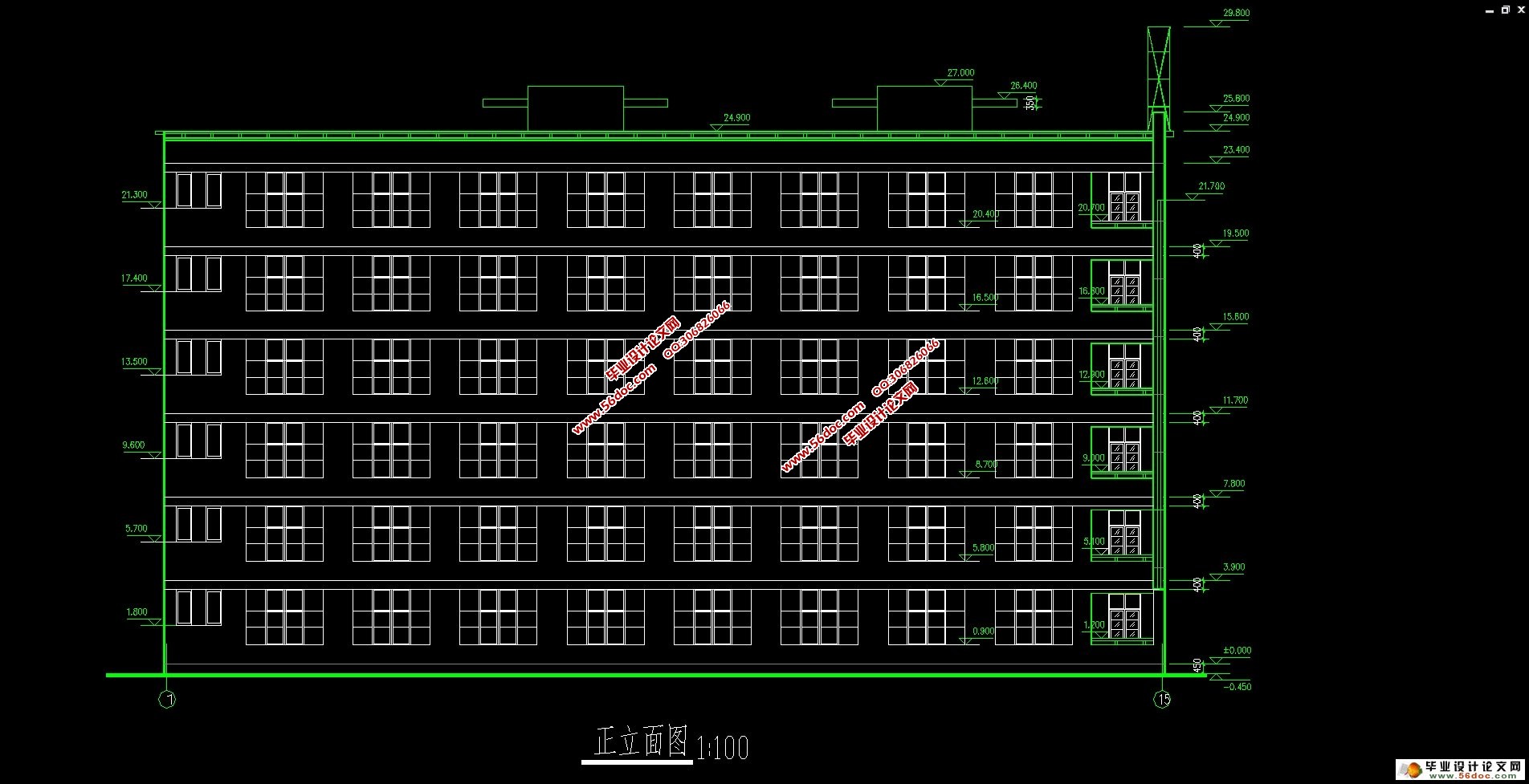 六层3600平米中学教学楼框架结构设计(建筑图,结构图,总平面图)