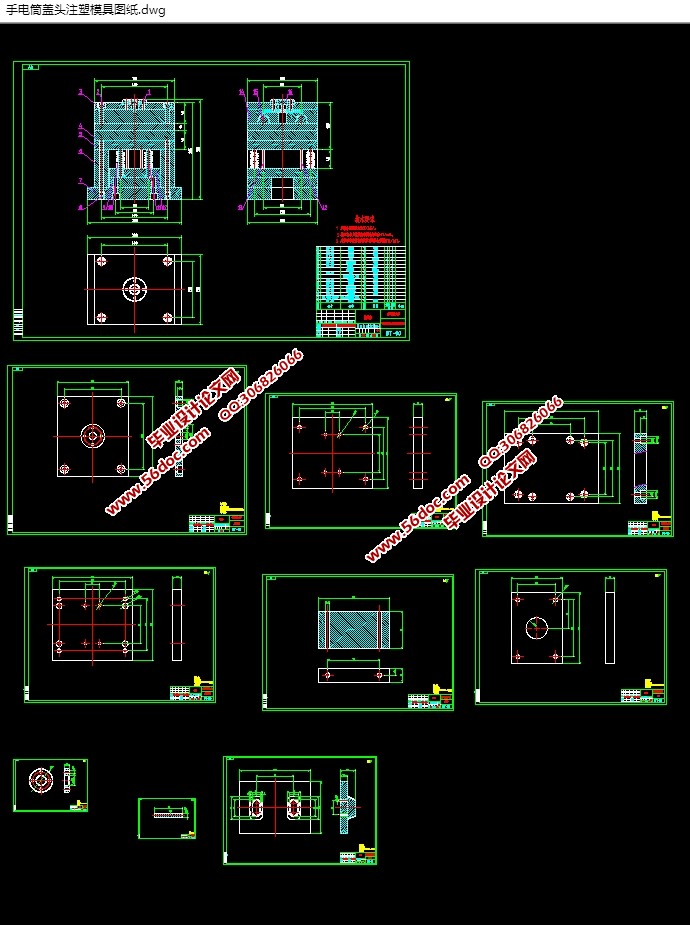 手电筒盖头注塑模具设计(含CAD图,PROE,SolidWorks,IGS三维图)