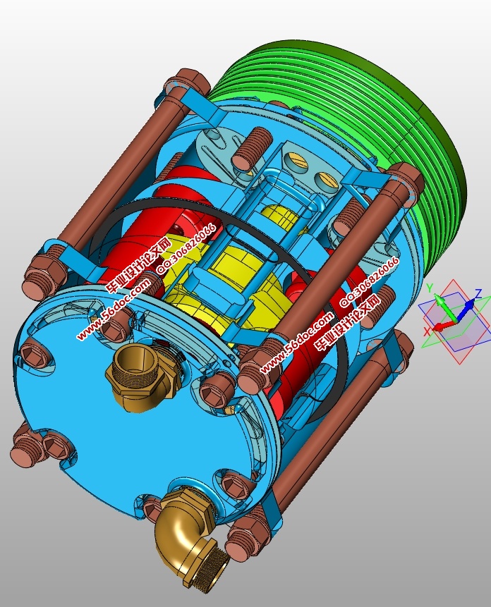 双向活塞斜盘式汽车空调压缩机设计(含CAD零件装配图,IGS,SolidWorks三维图)