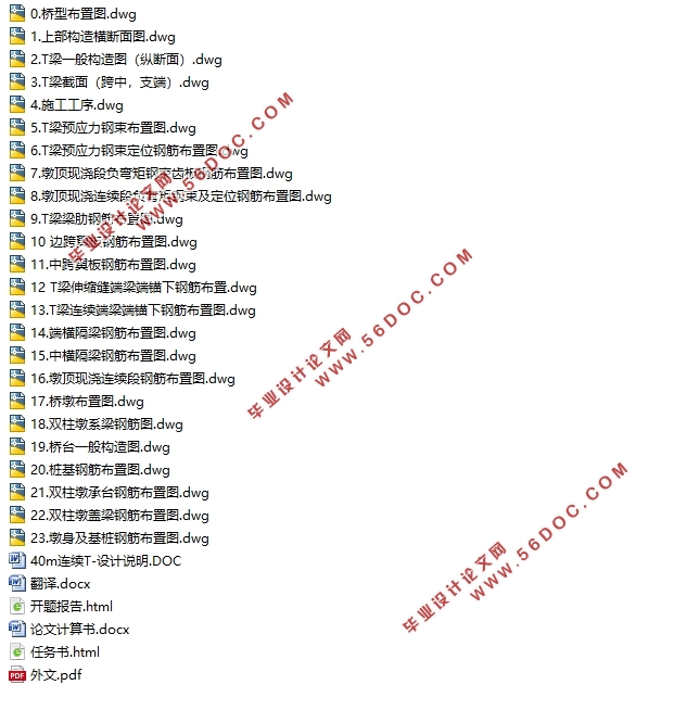 3×40m预应力混凝土连续T梁桥施工图设计(含CAD图)