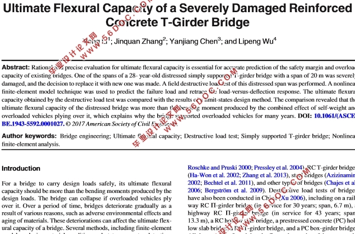 严重破坏钢筋混凝土T梁桥的极限抗弯承载力