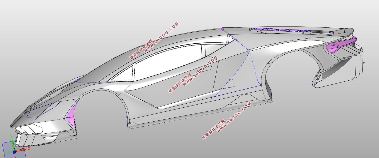 兰博基尼LP-700实体模型的逆向扫描与3D建模(含CAD图,STEP三维图)