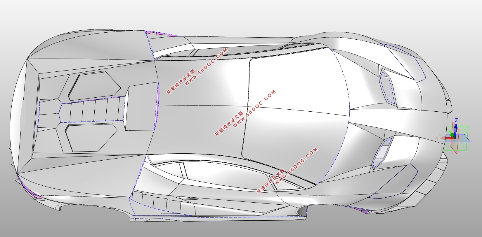 兰博基尼LP-700实体模型的逆向扫描与3D建模(含CAD图,STEP三维图)