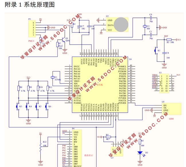 基于单片机和GSM的家庭环境监测系统的设计(附原理图,程序清单)
