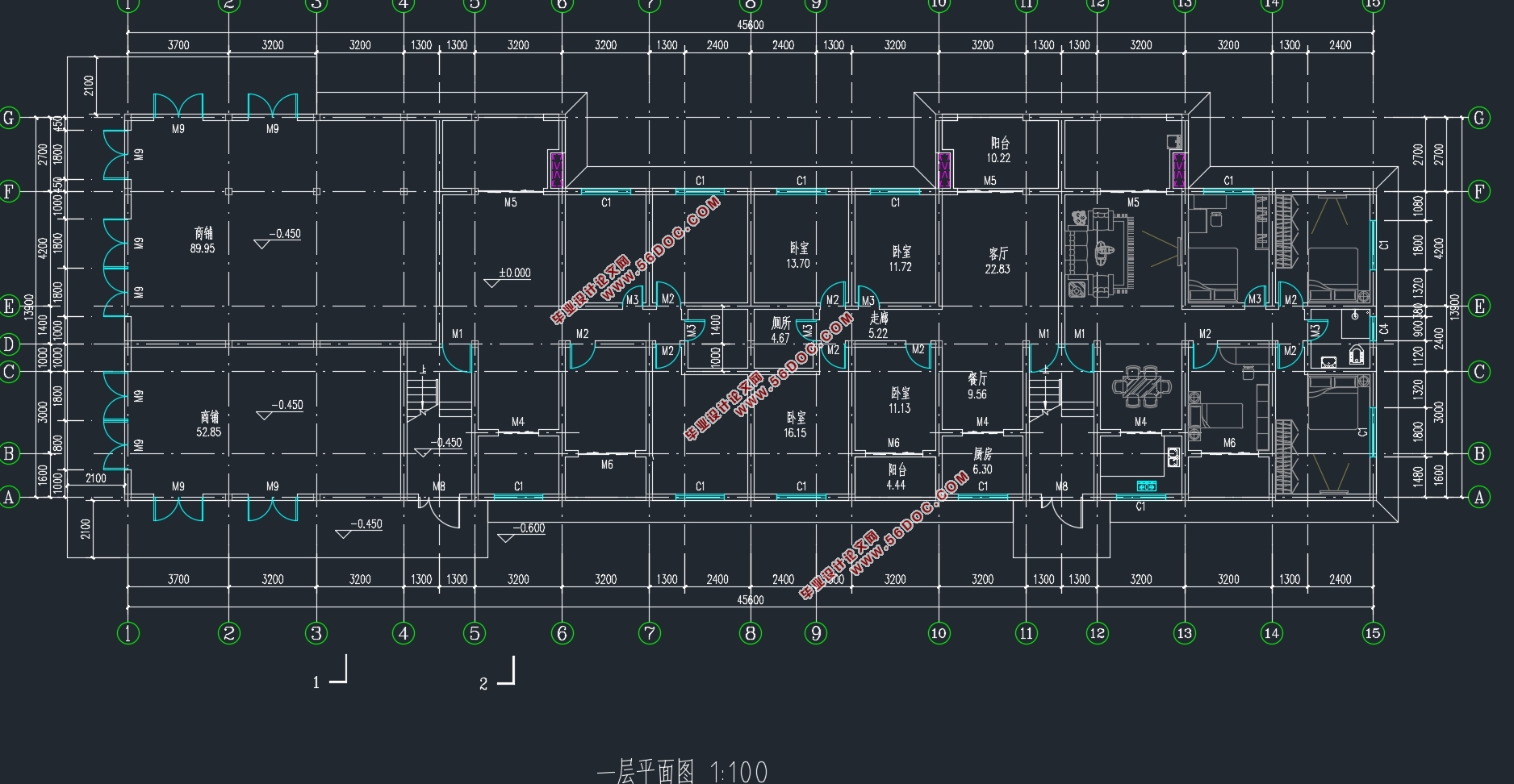 五层3200平米荆州凤凰城钢结构商住楼设计(含建筑图结构图)
