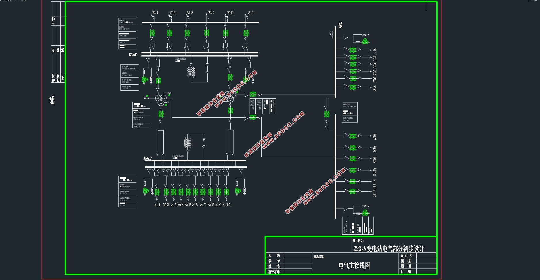 ĳ220kVֳ (CADͼ,Ҫ豸嵥)