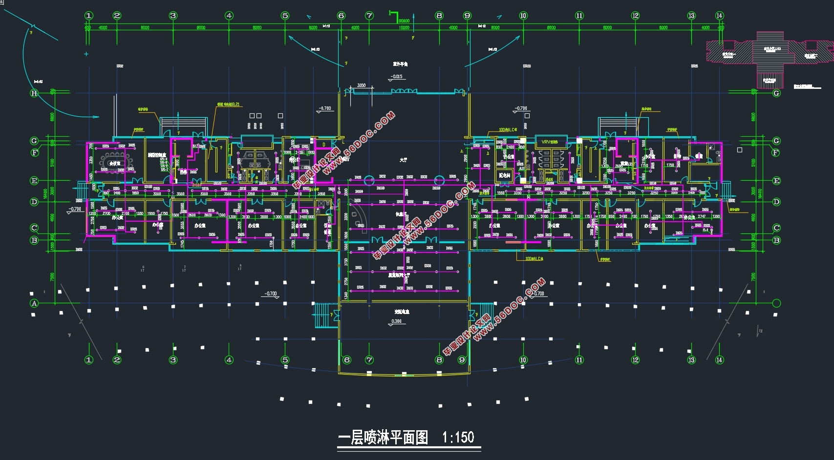 沭阳县十六层政府行政综合楼办公楼主楼给排水设计(附CAD图)