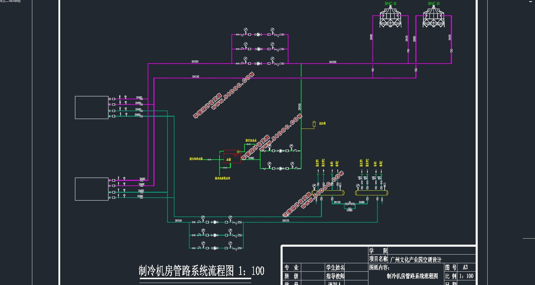 广州文化产业园三层9557平米空调设计(附CAD图,负荷计算)